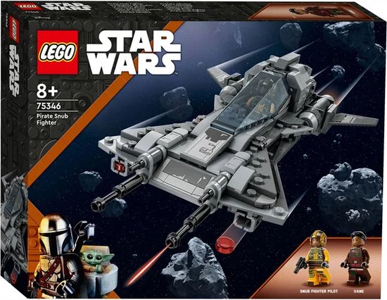 De LEGO Star Wars Pirate Snub Fighter, met twee minifiguren: een Snub Fighter Pilot en Vane.