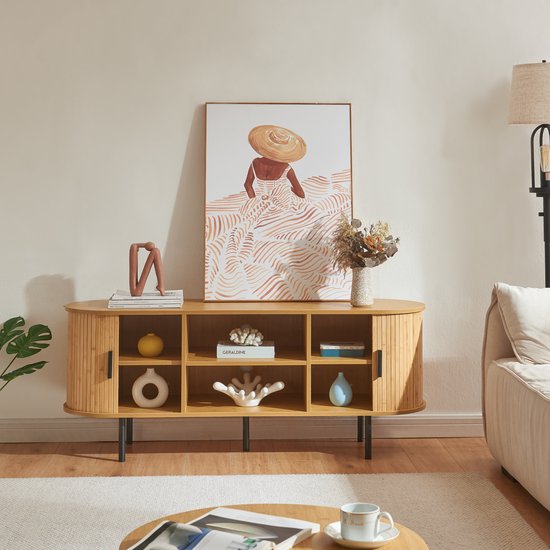 Meuble TV Tvedestrand 140x40x55 cm naturel et noir [en.casa]