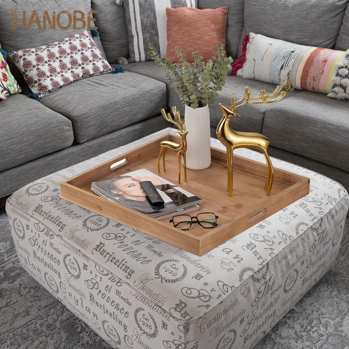 Moderne acryl Ottomaanse lade met uitgesneden handgrepen. Acryl dienblad, organizer lade decoratieve lade. voor woonkamer, slaapkamer, badkamer en keuken tafelblad (wit, 30x35 cm