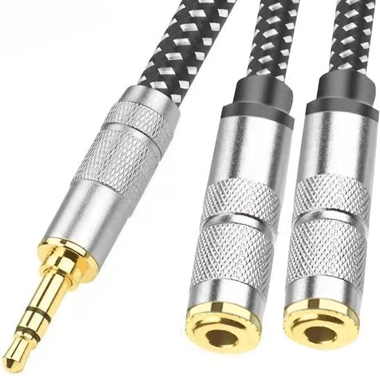 Drivv. Répartiteur Audio Premium - Répartiteur Jack - Répartiteur Audio Jack 3,5 mm - Male vers Femelle - Grijs
