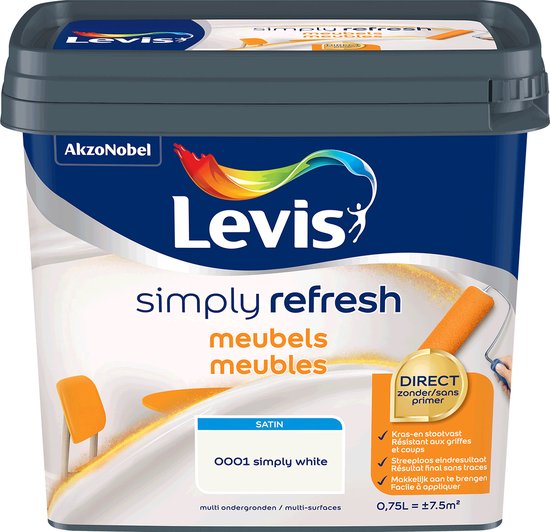 Meubles Levis Simply Refresh, satiné, Simply White , 2L