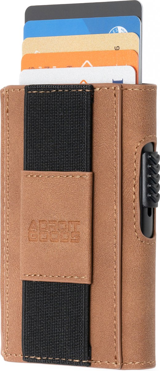 AdroitGoods Pasjeshouder 7 Pasjes Portemonnee - Creditcardhouder Met RFID Technologie - Suède-Leder - Bruin