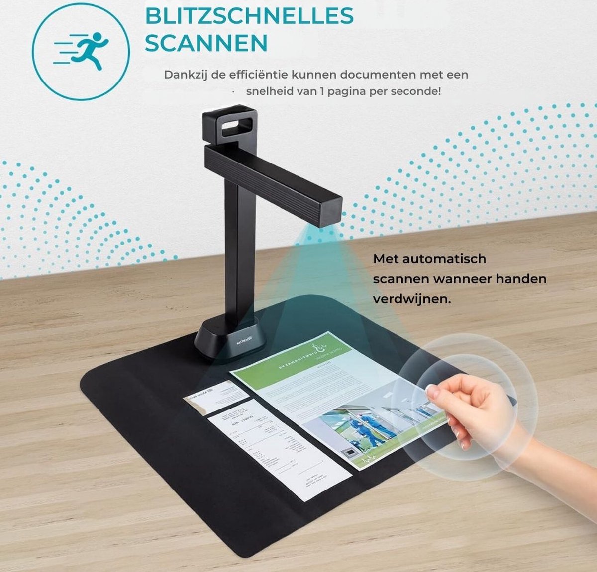 Smart Boekenscanner - Documentenscanner via USB – Scanner – Document Camera - Zwart thumbnail 4