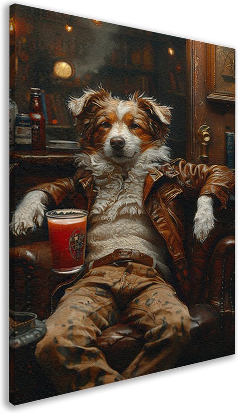 Hond schilderijen - Dier schilderijen - Muurdecoratie Glas - Wanddecoratie modern - Canvas schilderijen - Wanddecoratie woonkamer canvas 60x90 cm