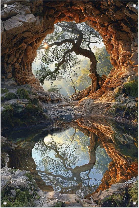 Affiche jardin arbre - Affiches plantes - Posters de jardin Water - Décoration murale extérieur - Accessoires de Jardin - Affiche de jardin Décoration murale 80x120 cm