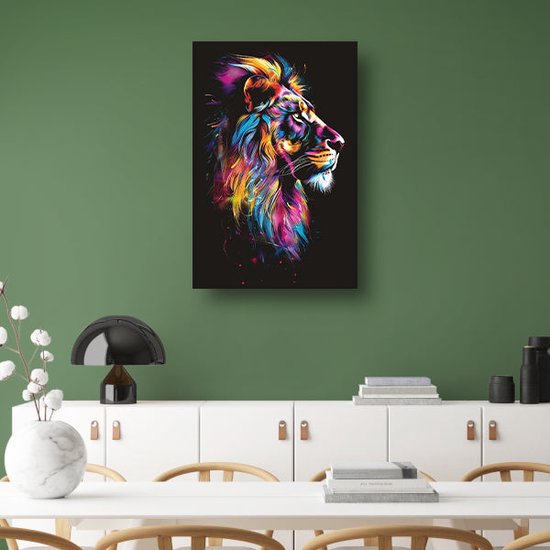 Tableaux de lion - Tableaux d'animaux - Peintures sur toile Éclaboussures de peinture - Tableaux Classique - Toile de Décoration murale murale - Toile de décoration de chambre 75x100 cm
