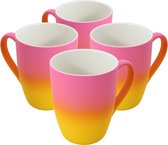 Tasses slim colorées jaune/rose ! - 4 pièces - 300 ml - Perfect pour le café, le thé ou d'autres boissons chaudes - Design cosy - Tasse à café avec motif dégradé