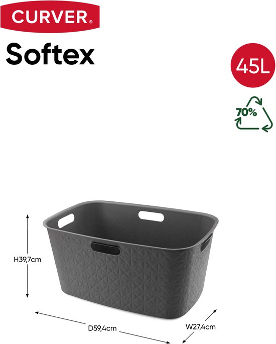 Curver Softex Wasbox - 56L - 43,8x34x59,9cm - Blauw – vtwonen