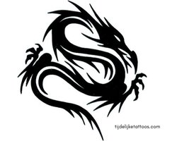 Black dragon tattoo in tribal style - neptattoo volwassenen - tijdelijke tattoo - plak tattoo