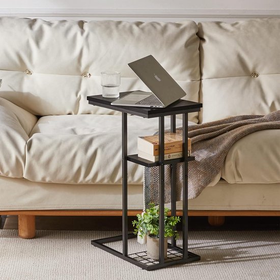 Table d'appoint table basse en forme de C élégante petite table basse design industriel lot de 2 table de canapé - 40 x 26 x 615 cm - salon chambre - noir HST004B-2 - mobilier moderne