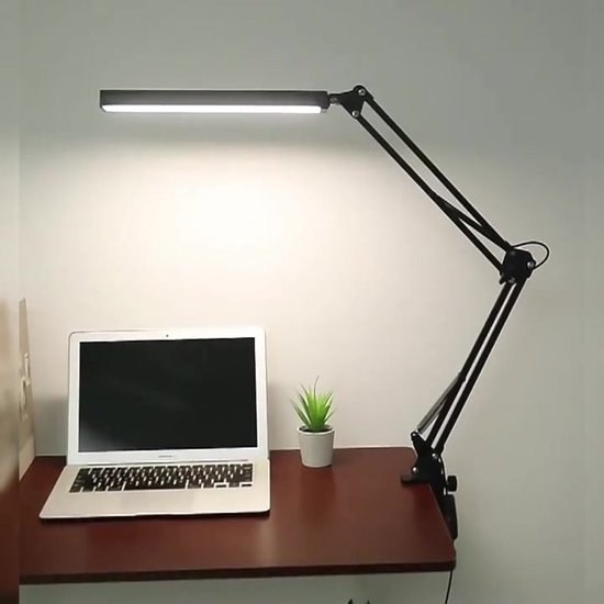 Ortho® - Lampe de bureau avec pince - Lampe de lecture - Lampe de moniteur - Travail à domicile - Lampe de travail manuel - Lampe de loisirs - Lampe de broderie - Double source de lumière - Lumière LED - Rechargeable par USB - Dimmable - Zwart