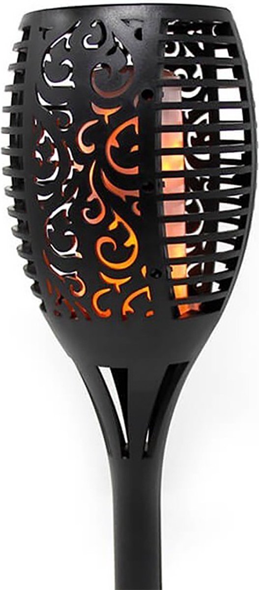 Tuinverlichting - Tuinverlichting op zonne energie - Buitenlampen - Tuinfakkels - Tuinfakkels Zonne energie - 6 stuks - LED Solar Priklamp - Fakkel Tuinverlichting met Zonne-energie - Mat Zwart - Kunststof