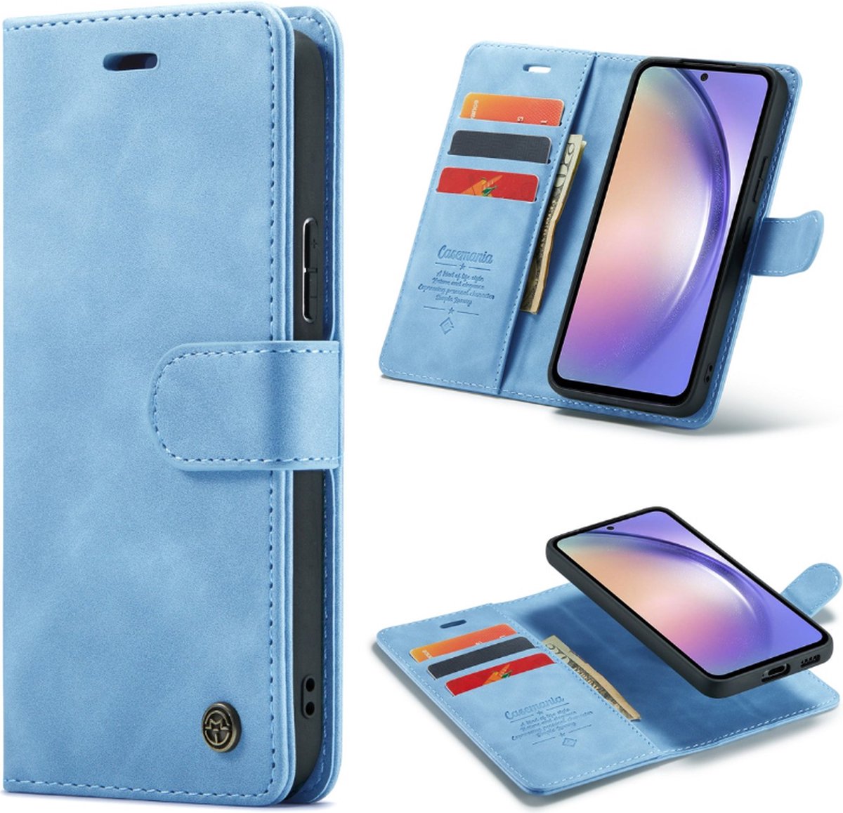 Casemania – Bookcase 2in1 – Geschikt voor Samsung A15 – Incl. Pasjeshouder