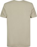 Lichtbeige t-shirt met korte mouwen en een ronde hals, achterkant.