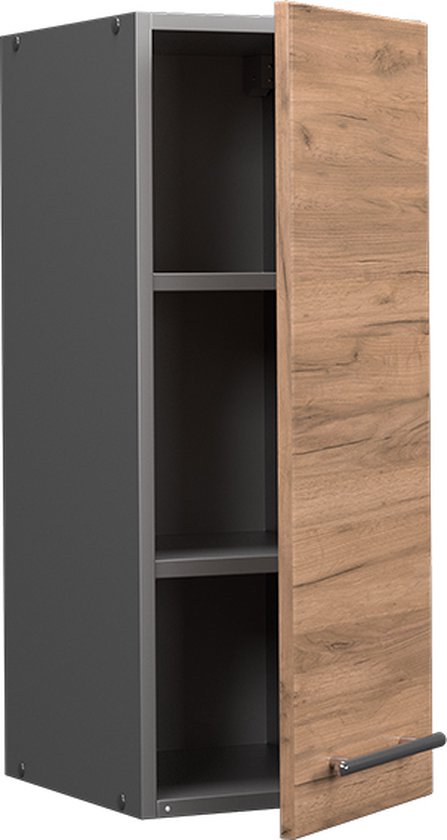 Keukeneiland Fame-Line Antraciet Hoogglans/goud Eiken 90 Cm Zonder Werkblad Vicco