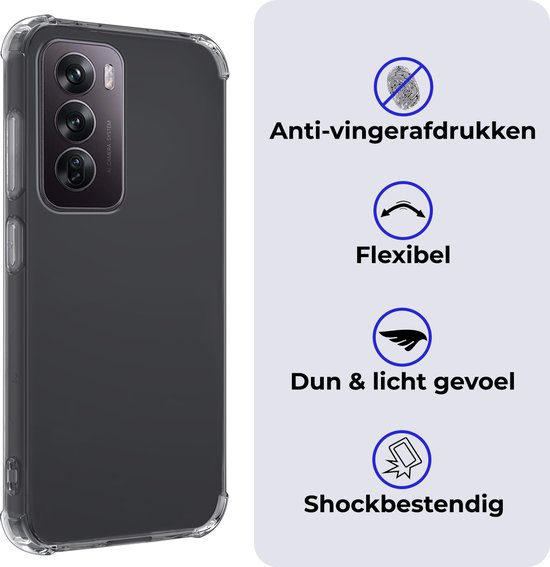 Coque pour OPPO Reno 12 Pro Coque Siliconen Anti-Chocs avec Protecteur d'écran - Coque pour OPPO Reno 12 Pro Coque Antichoc - Transparent
