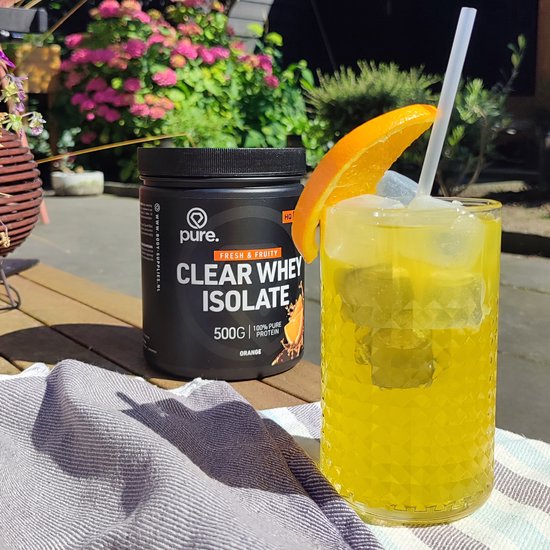 Pure. Clear Whey Isolate - Eiwit Limonade - Clear Whey Protein - Verfrissende Eiwit poeder - Orange - 20 servings - 500g van Pure — afbeelding 2