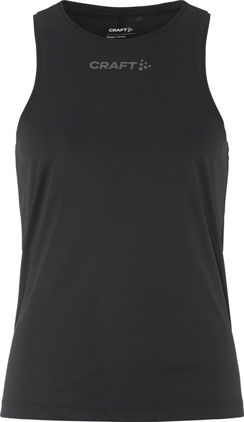 Zwart CRAFT sporthemd voor dames, mouwloos met ronde hals.