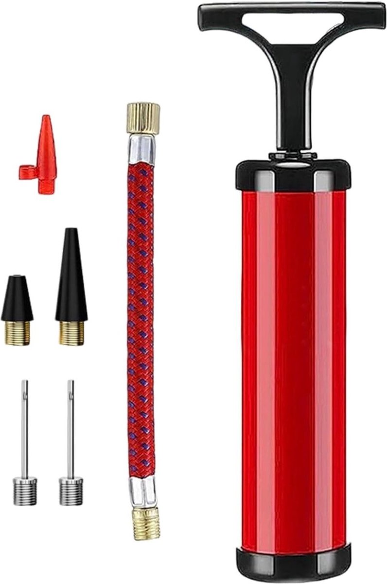 AUTUUCKEE 7 stuks balpomp luchtpomp inflator kit - voor basketbal voetbal volleybal rugby - zwart rood Voetbalpomp