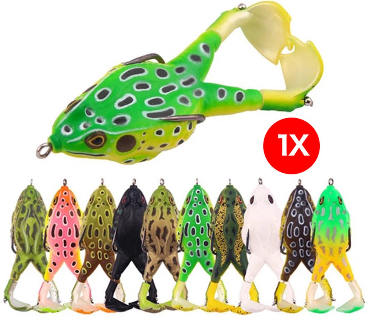 Kunstaas kikker - 9cm / 13.5g - Topwater softbait -Zeer realistisch met 'Propeller pootjes' - Mix Kleur - 1 Stuk