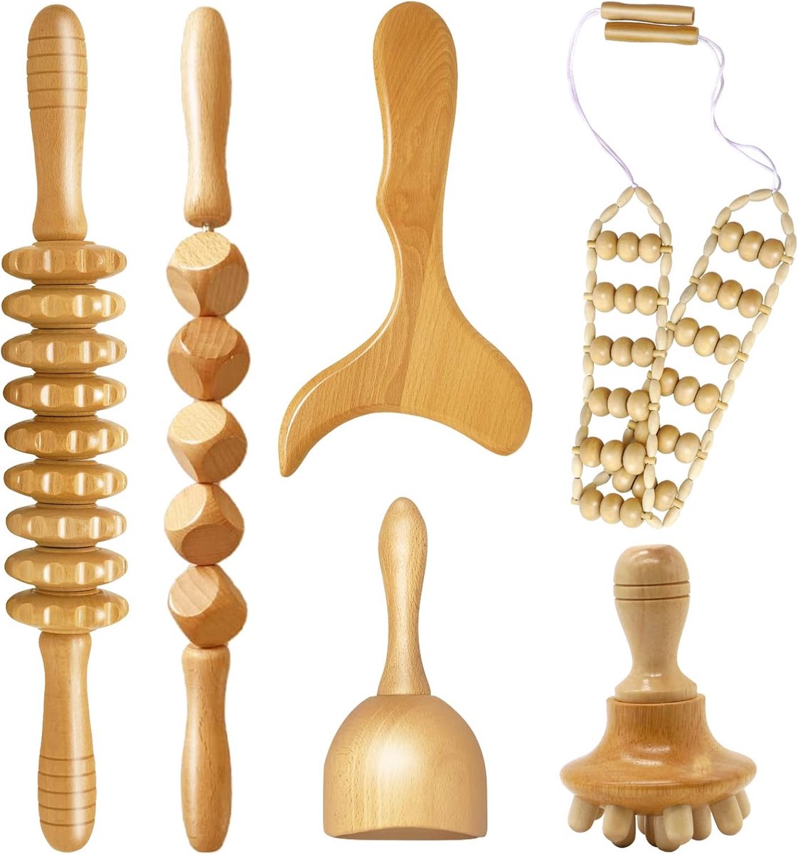Goedkoopste Lexium Maderotherapie set - Madero - Massage roller - Houttherapie - Anti-cellulitis - Maderotherapie set massage - Massage hout