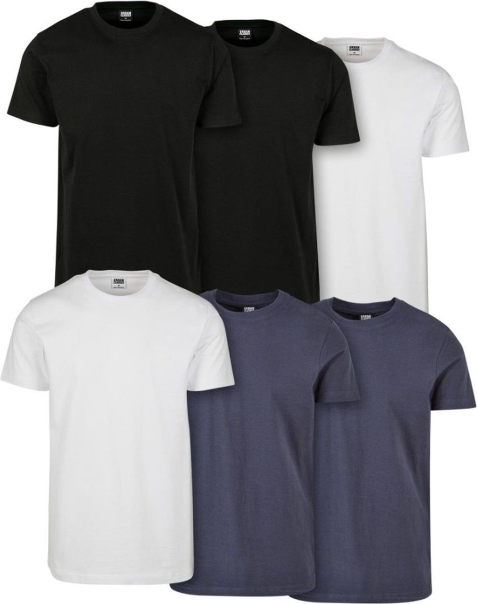 Urban Classics Basic 6Pack Heren Tshirt 5XL Multicolours Multicolor
