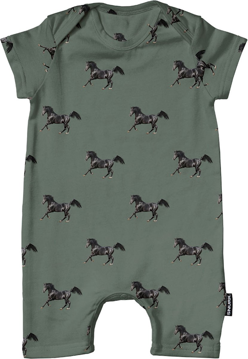SNURK rompertje Black Horses Green maat 86