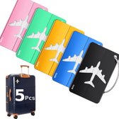 Bol.com BOTC Reiskoffer - Aluminium Bagagelabel - 5 stuks Kofferlabel - Reisaccessoire - Naamlabel - NEO aanbieding