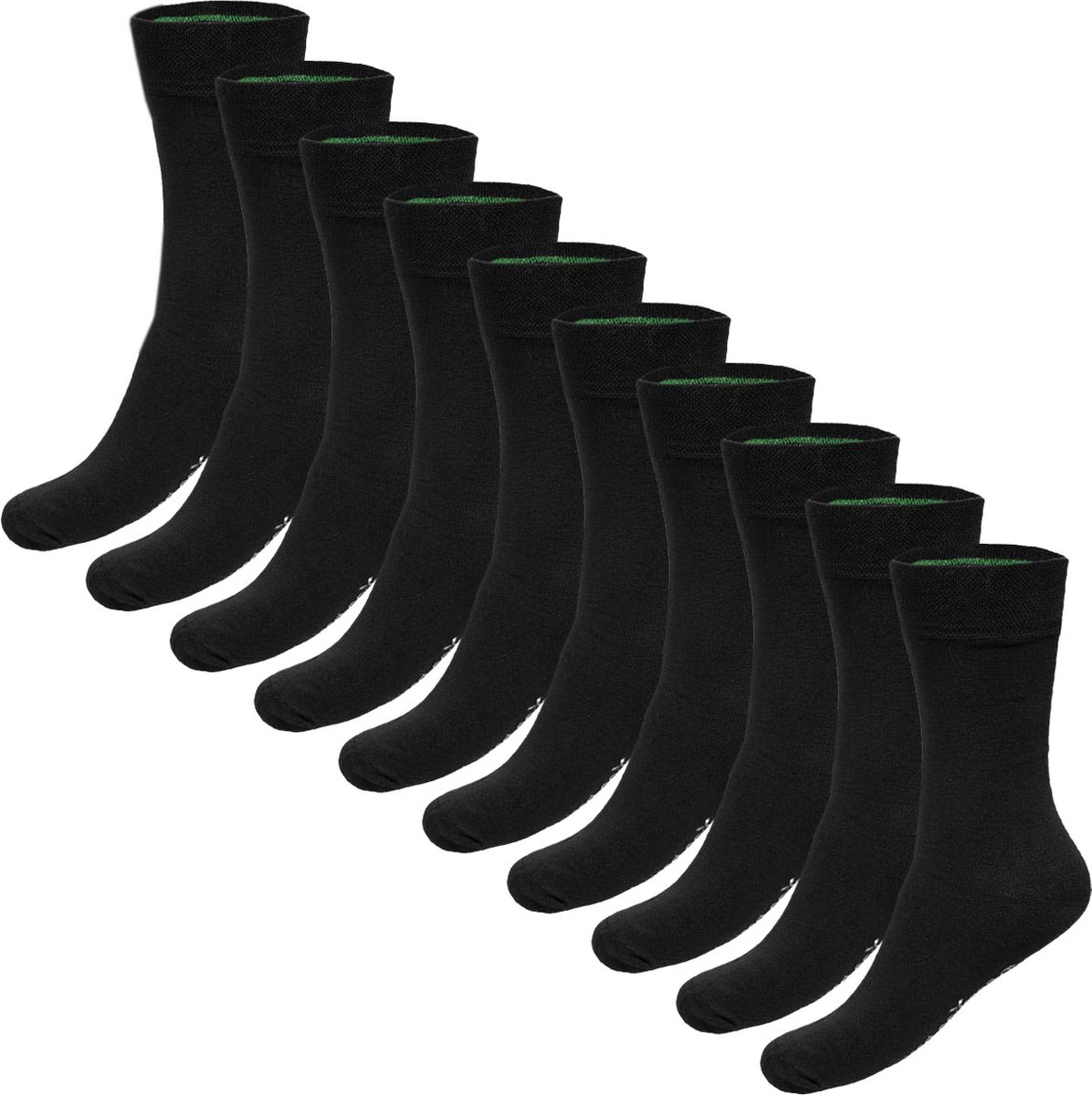 Bamboo Basics Zwarte Sokken Beau - 10-pack - Maat 41-46 - Bamboe Sokken - Normale Sokken