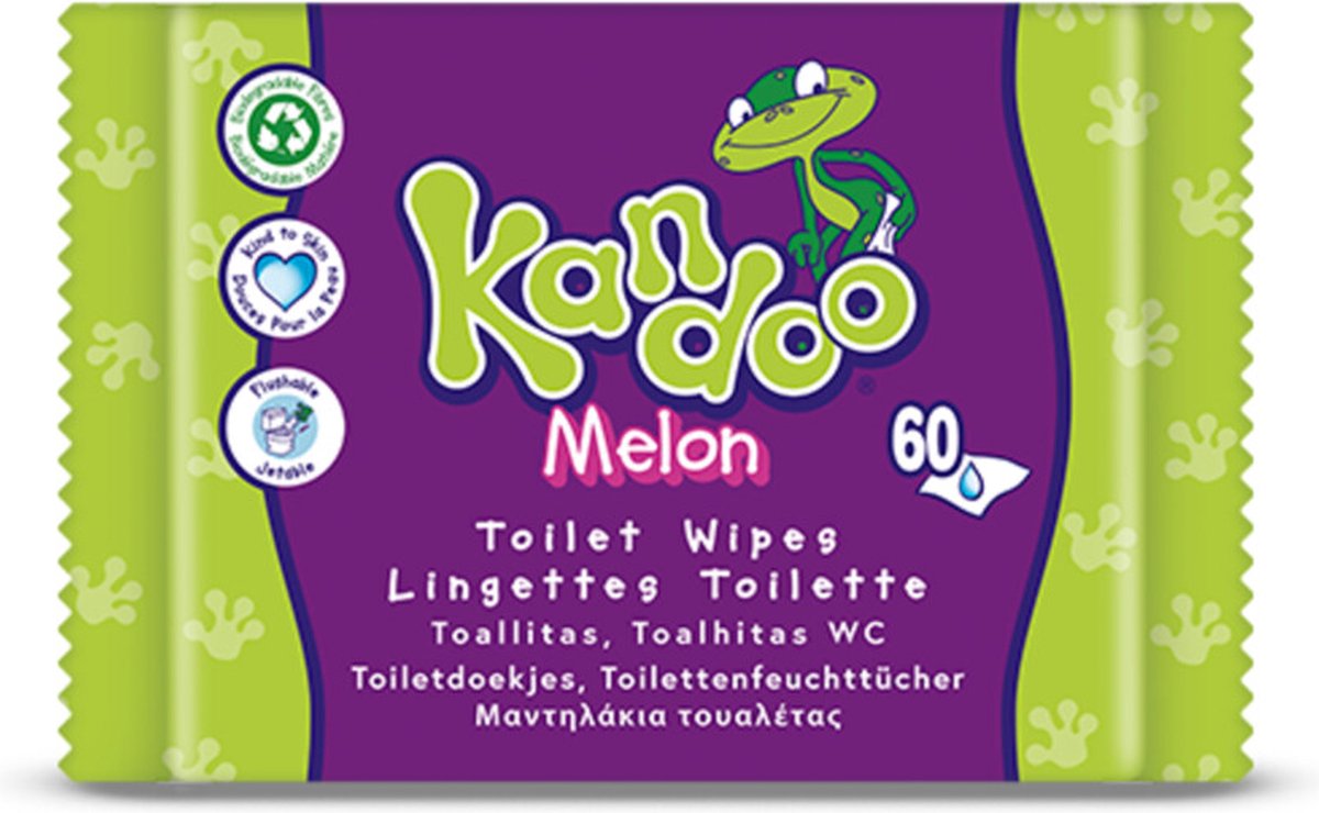 Kandoo Vochtige Toiletdoekjes Melon - 12 x 60 stuks - Voordeelverpakking