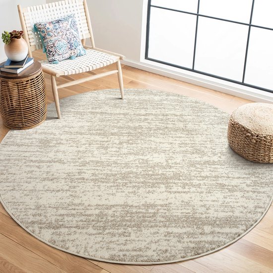Relax Oslo - Tapis uni à poils courts - Rond - Tapis moderne - Crème - 150 CM ROND
