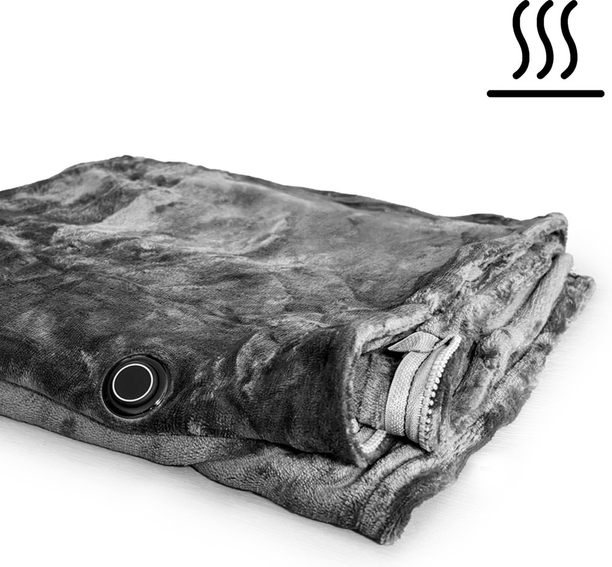 Zoem enterprise Zoem - Fleece plaid elektrisch Grijs - met rits - Verwarmd - 175 cm x 75 cm - USB