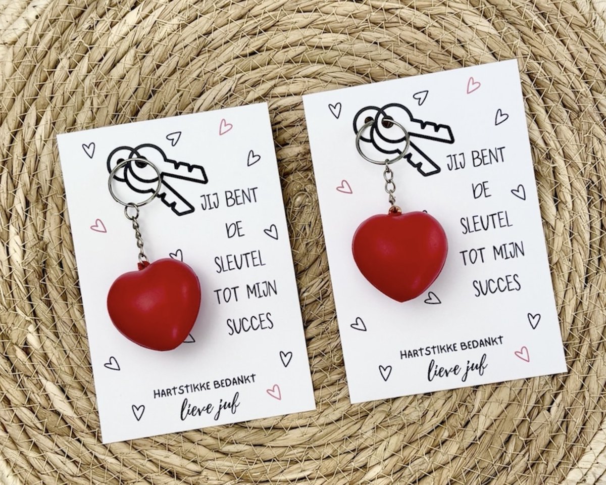 2 sleutelhangers met kaart | Juf Bedankje | Juf Cadeau | Einde Schooljaar | Juf Bedankt