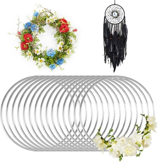 Metalen ringen om te knutselen, 12 stuks metalen ring goud, 2 maten decoratie, dikte ca. 3
