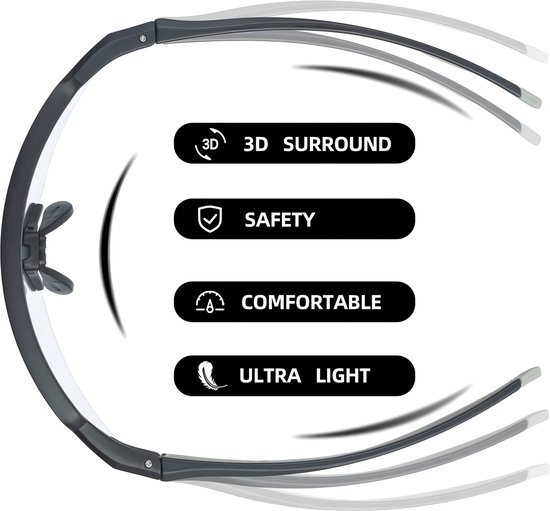 Falkann Air Spiegelende Fietsbril Set - Sportbril / Zonnebril Gepolariseerde Lens - UV400 - Zwart/Grijs — afbeelding 4
