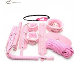 Erodit® Double gag bondage set roze - 8 delige set- verstelbare riemen - bondage- SM -seks speeltje - BDSM - beginners- koppels - erotisch spel - diepe penetratie- Sex spel - Erotiek- Seks speeltjes koppels - Mannen - Vrouwen