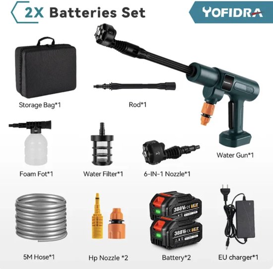 Hogedrukreiniger op accu – hogedrukreinigers – 6 in 1 – 200bar – 18v accu