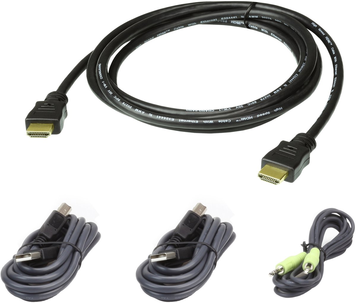 Aten 2L-7D02UHX4 toetsenbord-video-muis (kvm) kabel 1,8 m Zwart