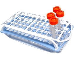 Camlab kunststof RTP/7031-pb 3-dieren-polypropyleen autoclaveerbaar rek - blauw - voor 15 ml tubes - nodig