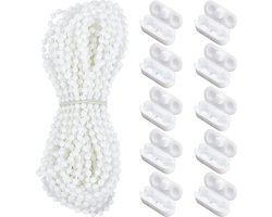10M Rolgordijn Kraal Ketting Wit Plastic - Rolgordijn Reparatie Fittingen - 10 stks Ketting Connectors