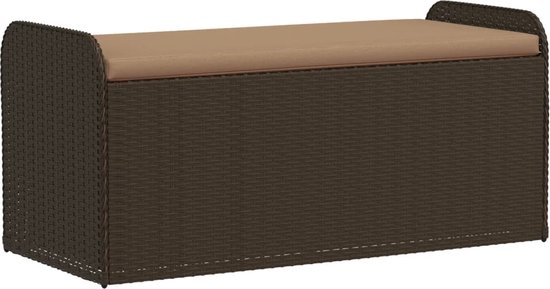 Banc de rangement avec kussen vidaXL 115 x 51 x 52 cm en résine tressée marron - Banc de rangement - Bancs de rangement - Banc de jardin - Mobilier de jardin