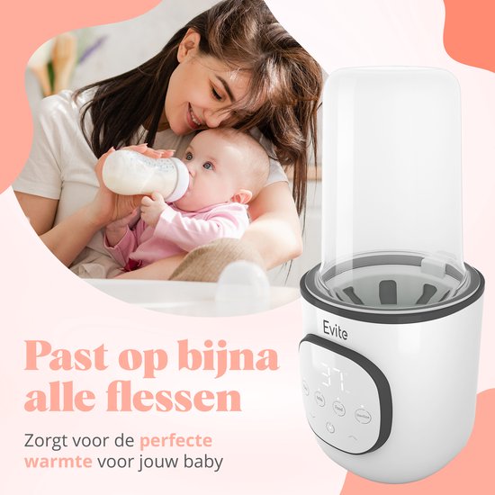 Evite 8-in-1 Flessenwarmer Wit – Warmhouden en Ontdooien - Flessenwarmers – Melk en Eten – Thermostaat en BPA-Vrij - Met E-Book — afbeelding 3