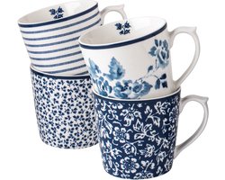 foto van Laura Ashley Blueprint Collectables Mokken Set 4 in geschenkverpakking - 32 cl.