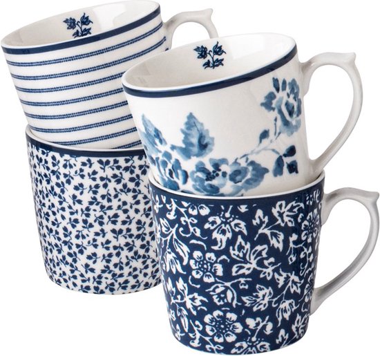 Laura Ashley Blueprint Collectables Mokken Set 4 in geschenkverpakking - 32 cl.