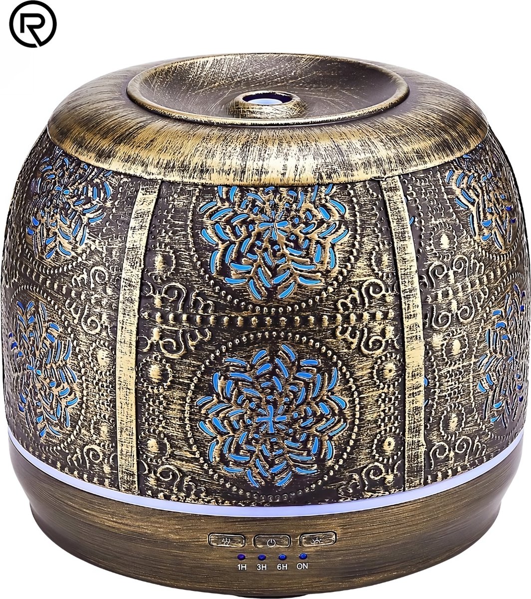 Goedkoopste Aroma Diffuser Vintage 10 ML Aroma Olie - Geurverspreider - Luchtbevochtiger Aromatherapie - Metaal - Brons