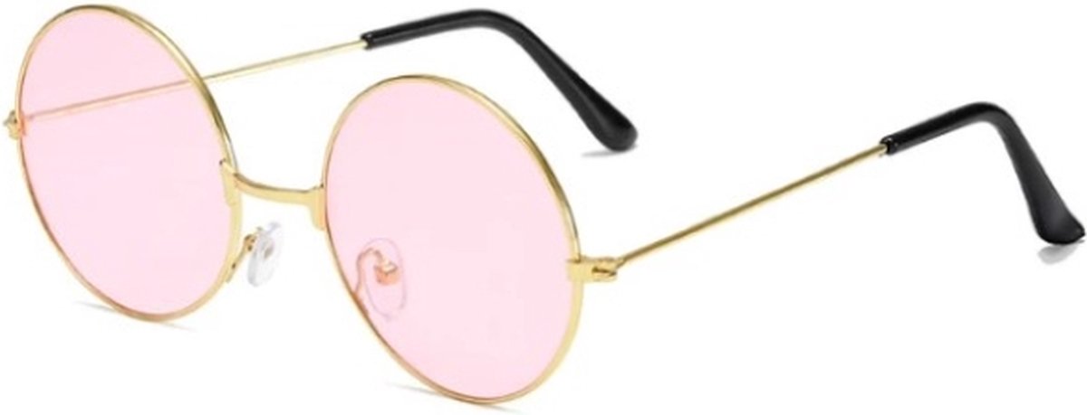 Festival bril - rave bril - festival zonnebril - vrouwen bril rond - Roze - 1 stuks