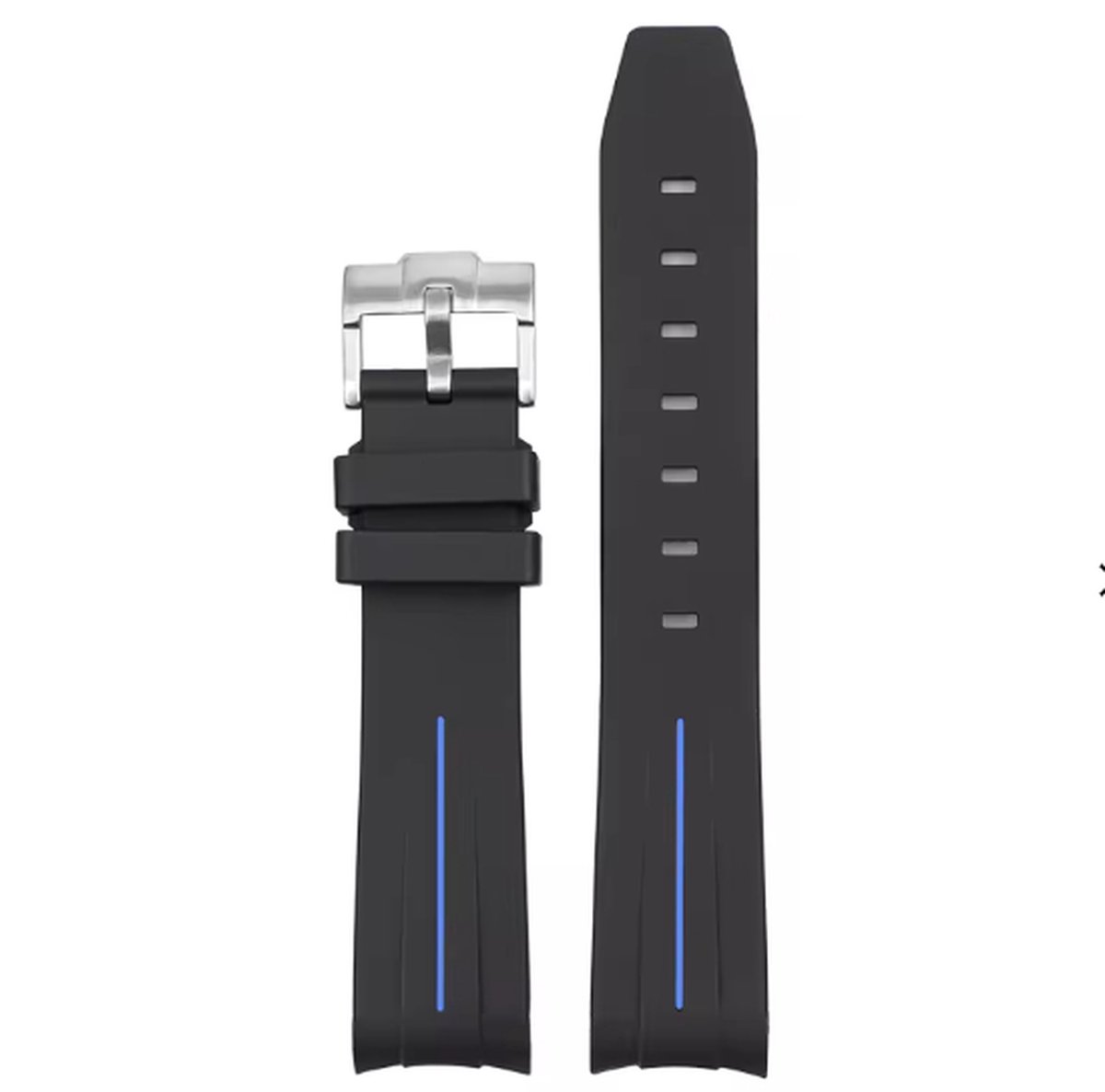 Bandje voor Omega x Swatch MoonSwatch - Rolex Horloge - SEIKO Horloge - 20mm - Zacht Rubber - Zwart met blauw