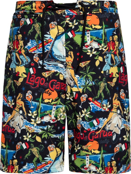 King Kerosin Lake Garda Swim Shorts Maillot de bain noir S - Polyester - Rock wear, Rockabilly