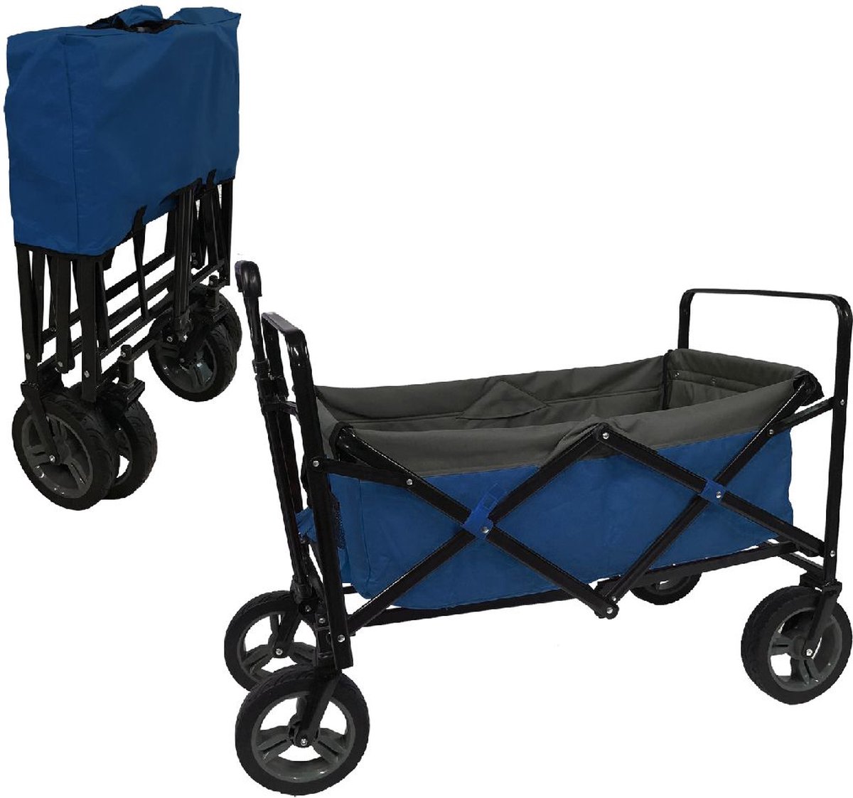 Outdoor Opvouwbare Bolderwagen Blauw/Grijs/Zwart