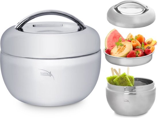 Récipient thermique pour aliments en acier inoxydable APPLE 2 l - Soupière, Récipient chauffant Bouteille Thermos pour le déjeuner, Thermos à soupe, Récipient alimentaire, Pot à déjeuner